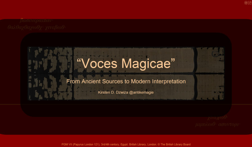 voces magicae lecture kirsten dzwiza